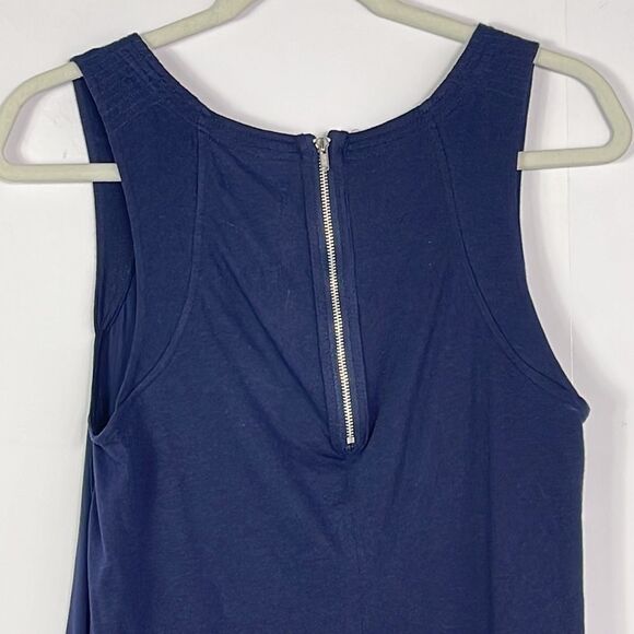 GAP NWT Navy Blue Mixed Media Sleeveless Top, hi/low hem, Small - Picture 7 of 11